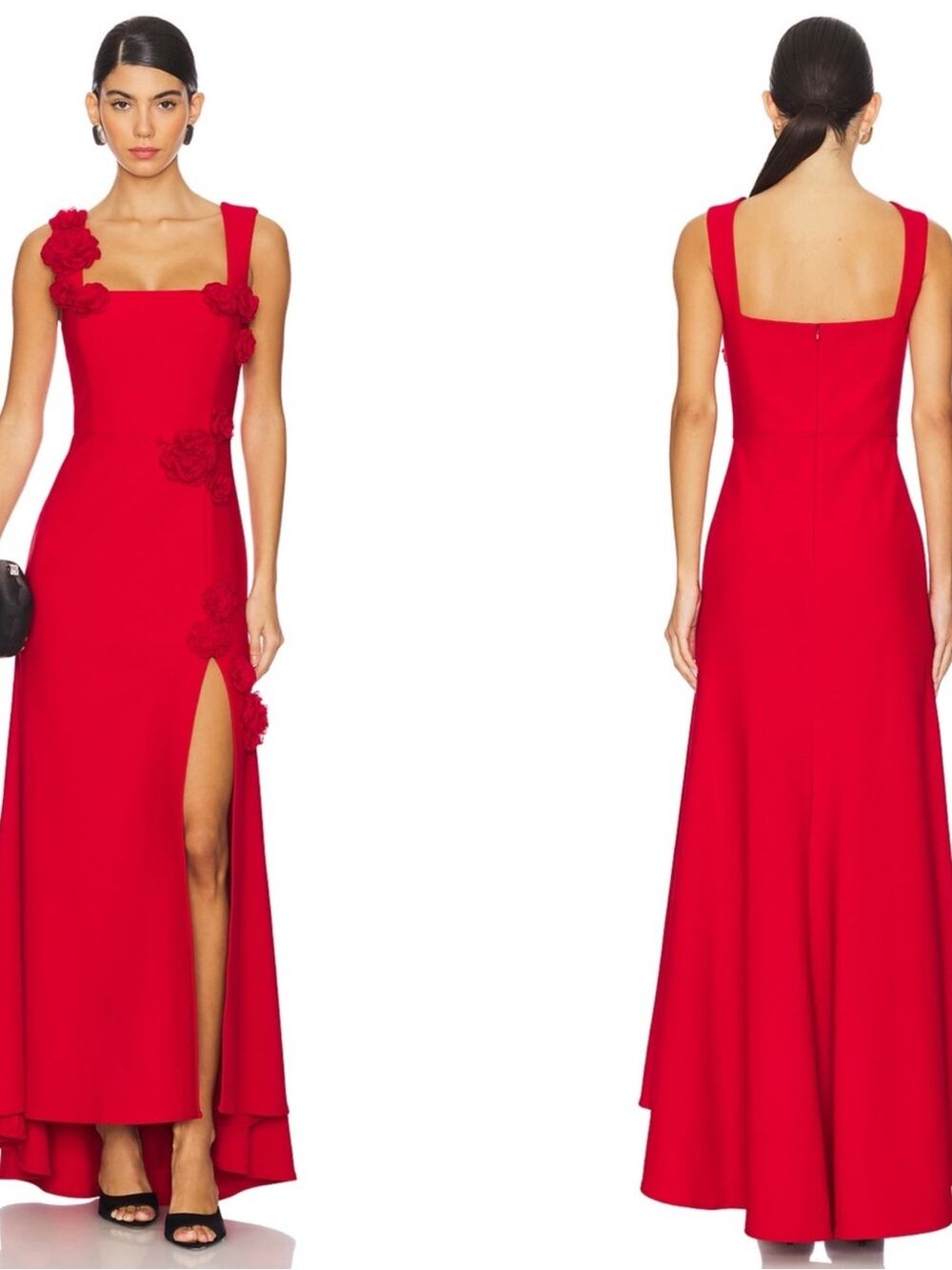 ELLIATT Evanora Floral Appliqué Red Maxi Dress Size Medium